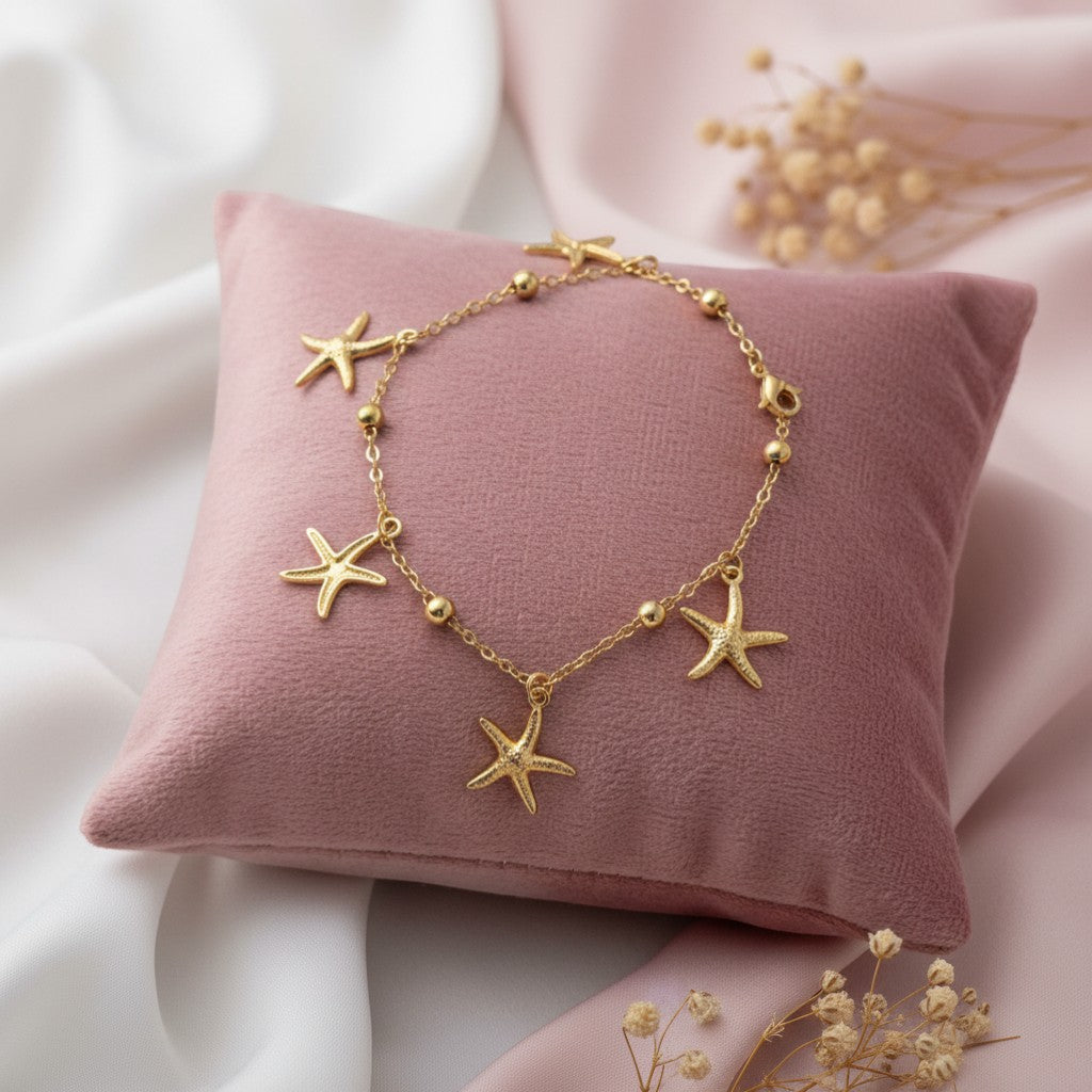 Sruthi chain bracelet with star charms