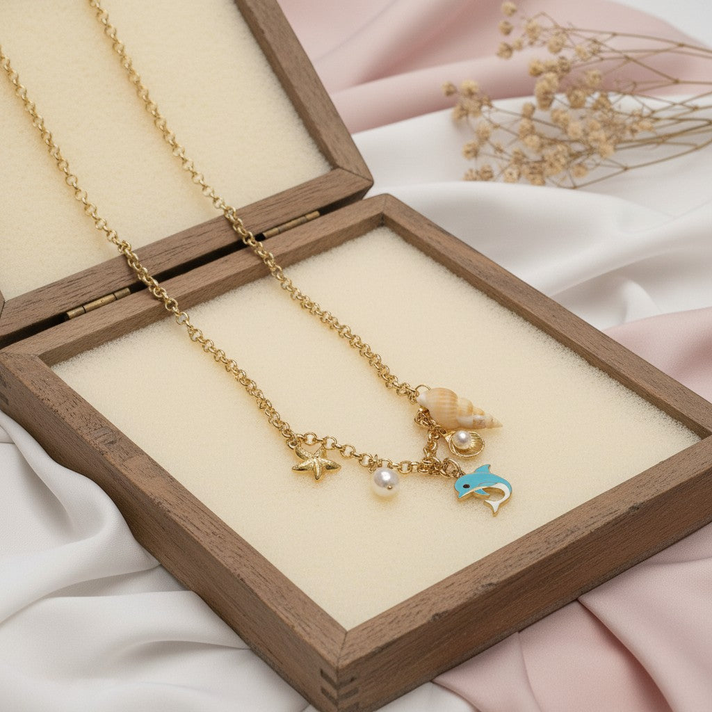 cora short chain with sea charms