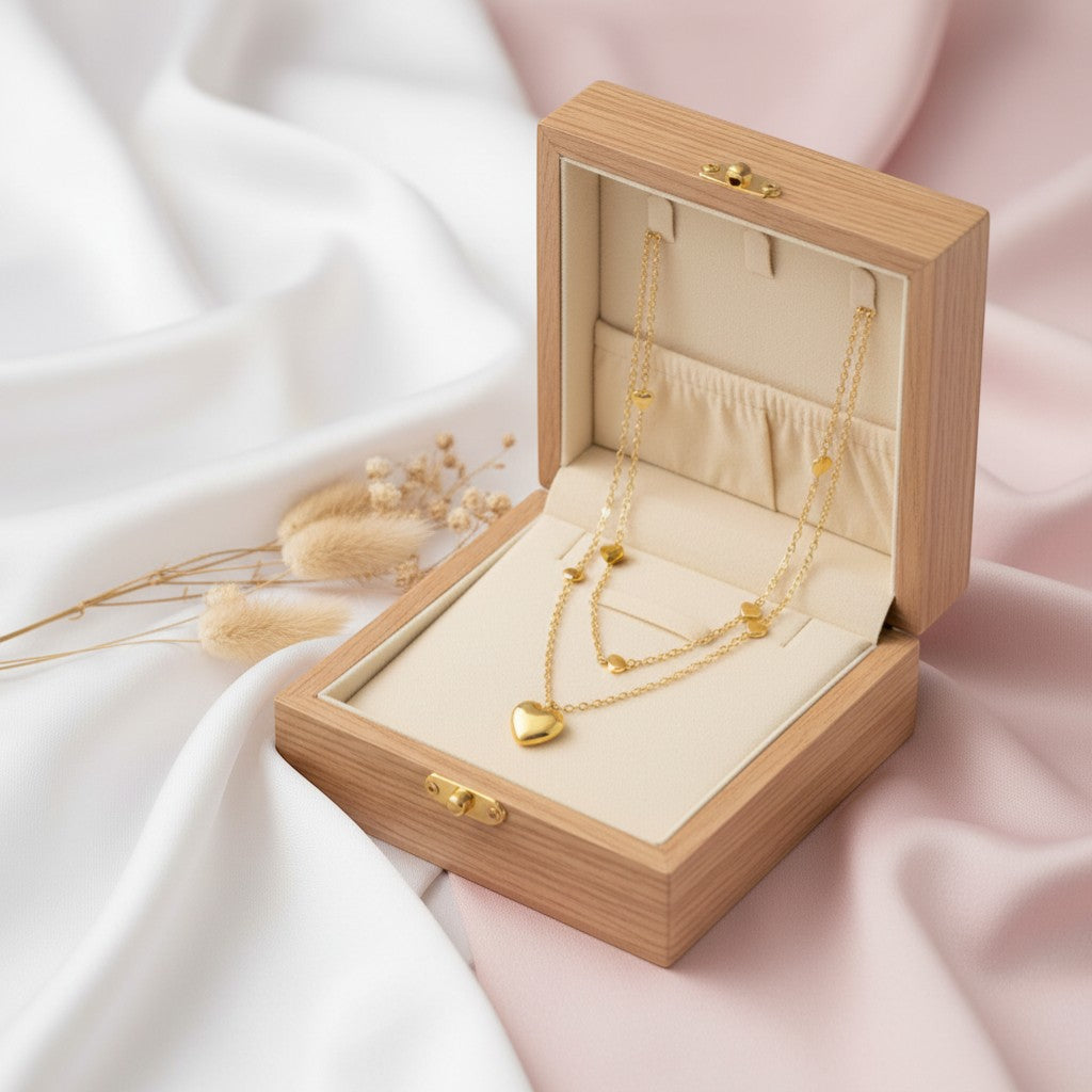 Sona double layered chain with heart pendant