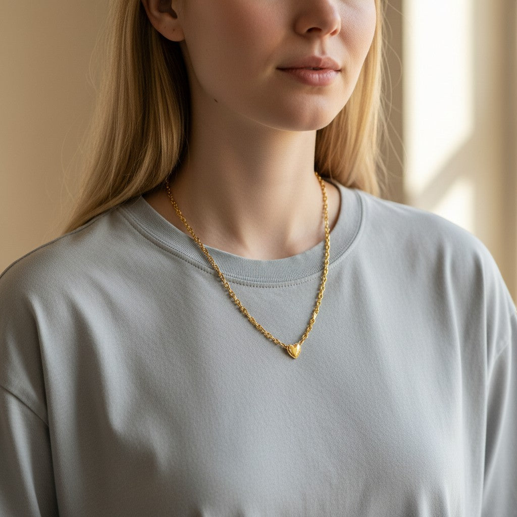 Kiya link chain with heart