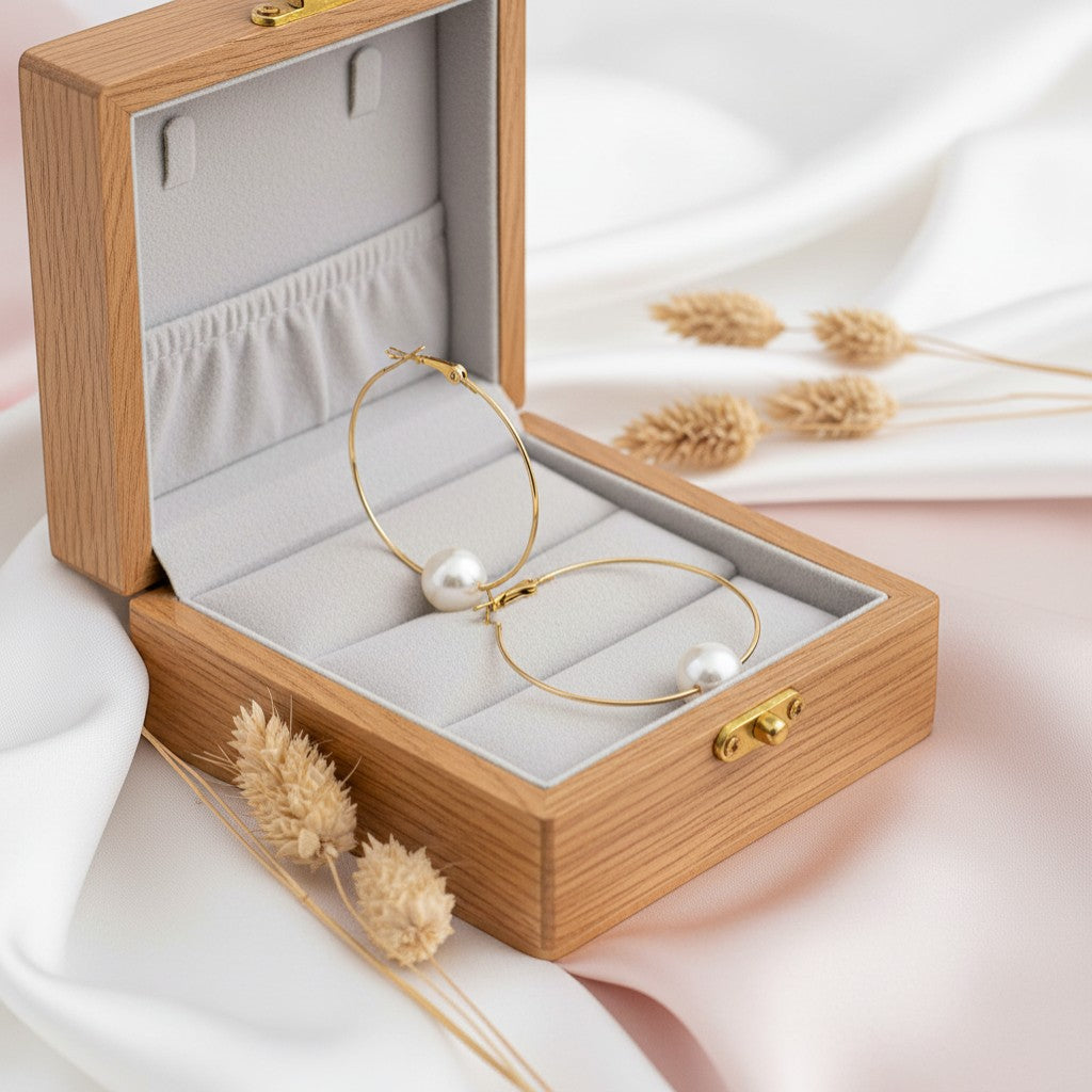 tira hooped earrings with pearl
