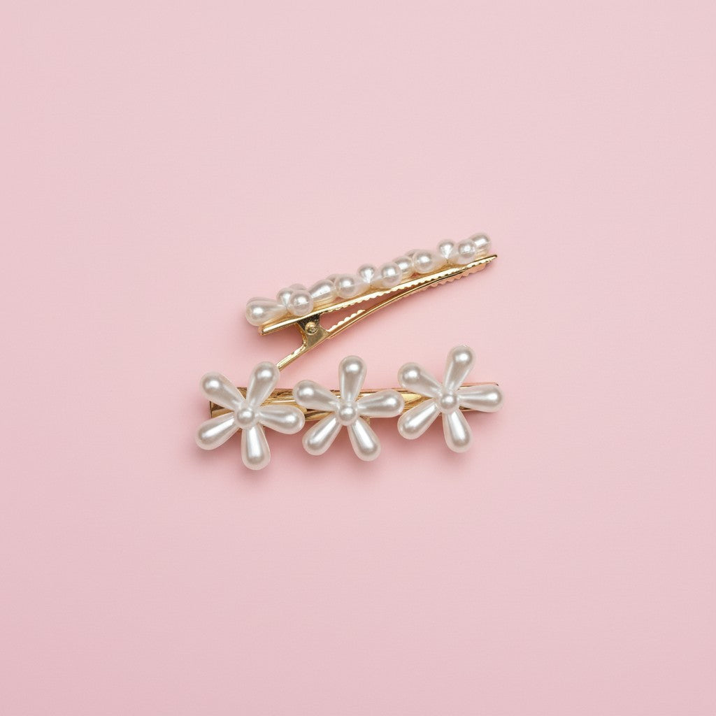 korean hair clip white flowers