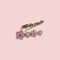 korean hair clip with pink flower and stone pearl