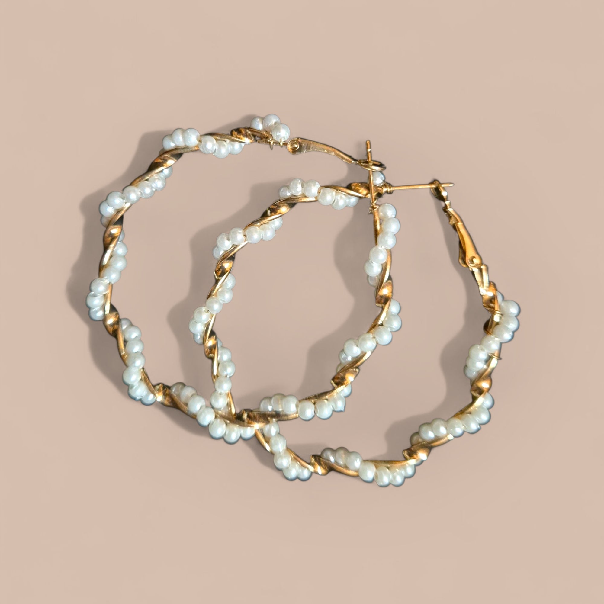 ANTI TARNISH hoop earrings with pearl accents 