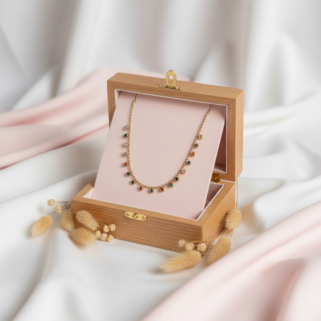 Iniya short chain with multicolor charms